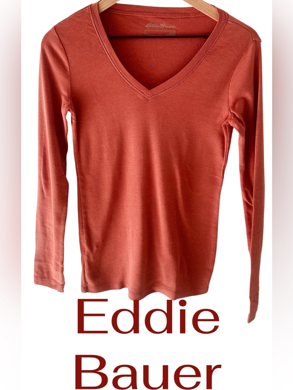 Eddie Bauer Women's Long Sleeve V-Neck Top - Terracotta